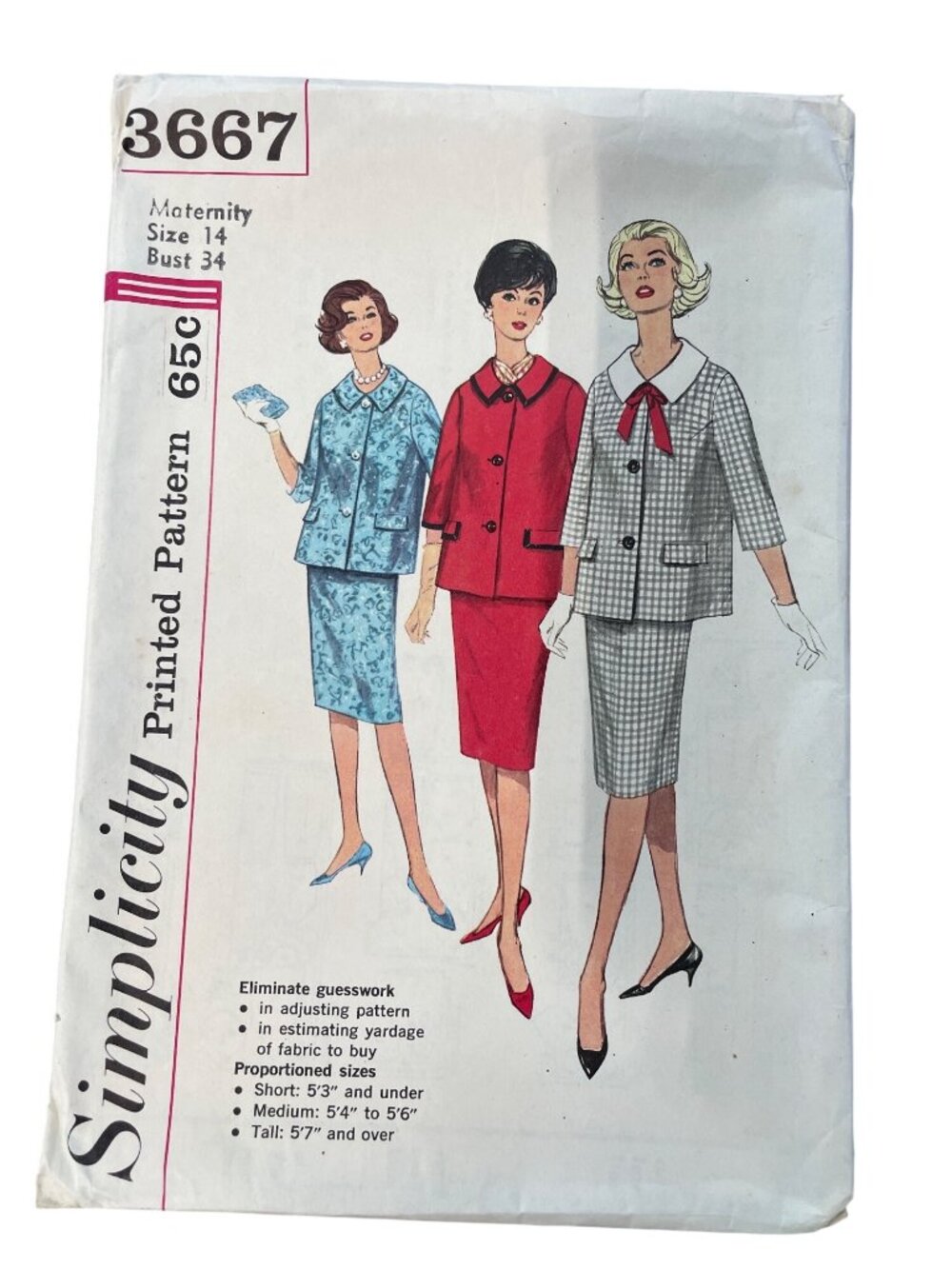 Vintage Simplicity 3667 Sewing Pattern Size 14 Maternity Suit Dress Retro CUT
